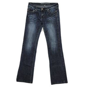 Papaya Premium Jeans Womens 11 (29x32) Blue Bootcut Stretch Denim Whiskered Y2K